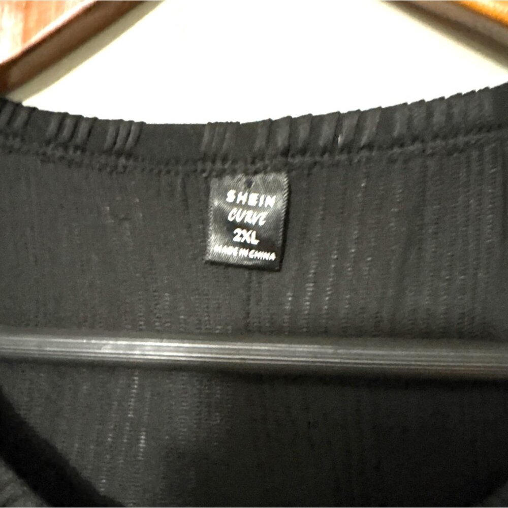 Shein Curve Black Ribbed Sleeveless Bodysuit W/ Snap Closure 2XL Polyester Blend - Picture 2 of 8